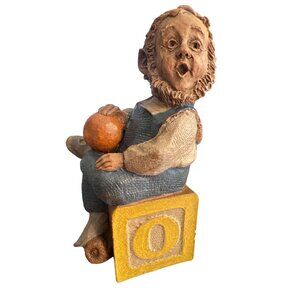 Vintage Tom Clark Alphabet Block O Gnome Figure 1993 Numbered 62 Estate 3.75"